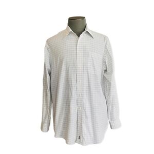 NORDSTROM Button Front Long Sleeve Plaid Shirt Regular Fit Men's Cotton Shirt